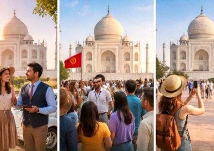 Comparison of private tours, public group tours, and solo visit at the Taj Mahal in India